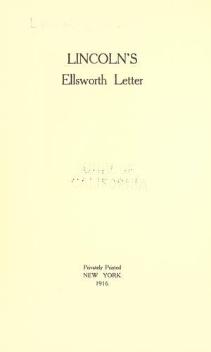 Lincoln's Ellsworth letter