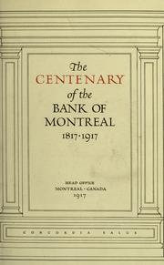 The centenary of the Bank of Montreal, 1817-1917