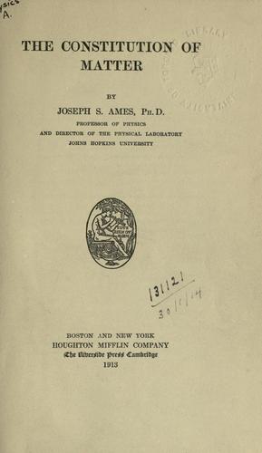 The constitution of matter