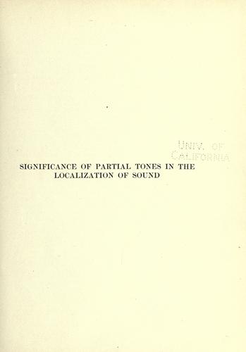 A preliminary study of the significance of partial tones in the localization of sound