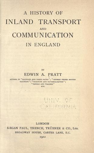 A history of inland transport and communication in England