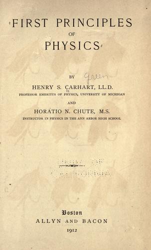 First principles of physics