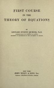 First course in the theory of equations