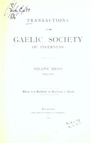 Transactions of the Gaelic Society of Inverness volume 25