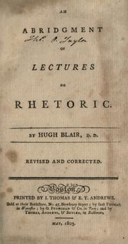 An abridgment of Lectures on rhetoric