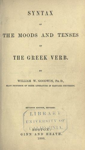Syntax of the moods and tenses of the Greek verb