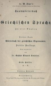 Dr. W. Pape's Wörterbuch der griechischen Eigennamen