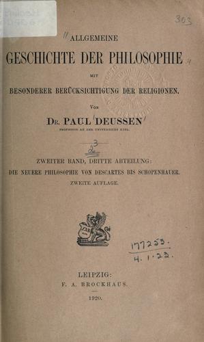Allgemeine Geschichte der Philosophie, mit besonderer Berücksichtigung der Religionen