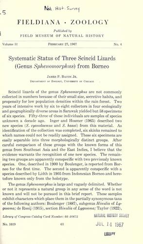 Systematic status of three scincid lizards