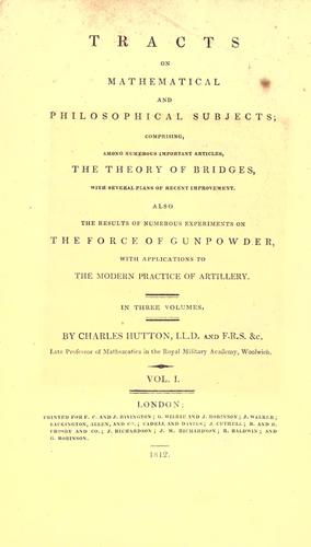 Tracts on mathematical and philosophical subjects