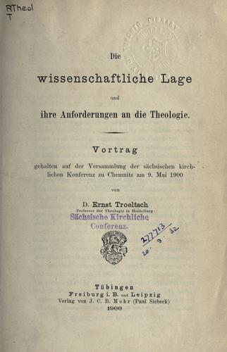 Die wissenschaftliche Lage und ihre Anforderungen an die Theologie