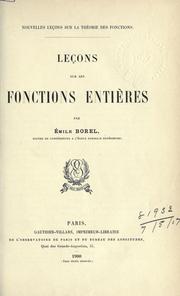 Leçons sur les fonctions entières