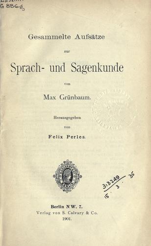 Gesammelte Aufsätze zur Sprach- und Sagenkunde