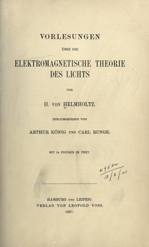 Vorlesungen über die elektromagnetische Theorie des Lichts