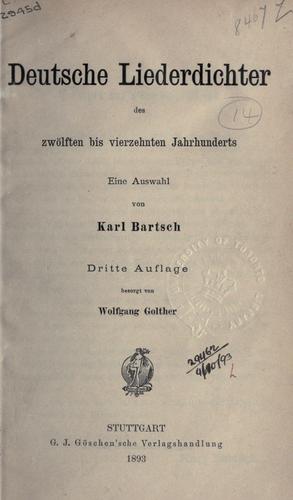 Deutsche Liederdichter des zwölften bis vierzehnten Jahrhunderts