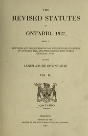 Laws, etc. (Revised statutes of Ontario, 1927)