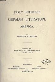 Early influence of German literature in America