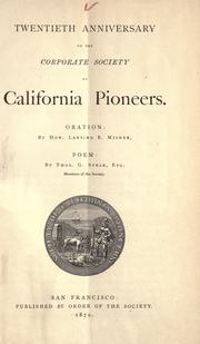 Twentieth anniversary of the Corporate Society of California Pioneers