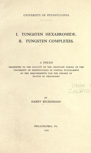 I. Tungsten hexabromide. II. Tungsten complexes ..