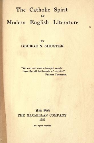 The Catholic spirit in modern English literature