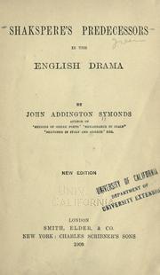 Shakspere's predecessors in the English drama