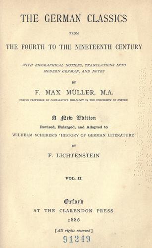 The German classics from the fourth to the nineteenth centuy