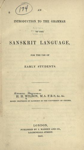 An introduction to the grammar of the Sanskrit language