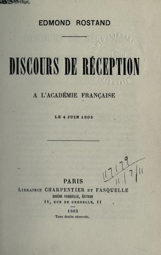 Discours de réception à l'Académie française le 4 juin 1903