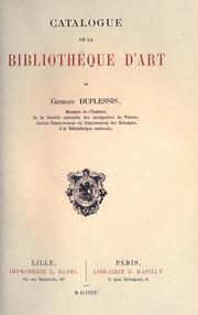 Catalogue de la bibliothèque d'art de Georges Duplessis