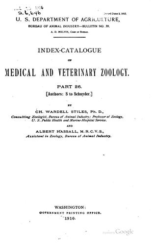 Index-catalogue of medical and veterinary zoology