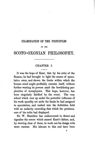 Examination of the principles of the Scoto-Oxonian philosophy