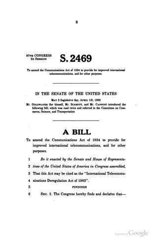International Telecommunications Deregulation Act of 1982