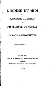 L' homme du Midi et l'homme du Nord, ou, L'influence du climat