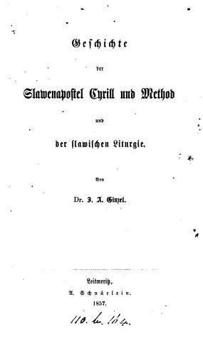Geschichte der Slawenapostel Cyrill und Method und der slawischen Liturgie