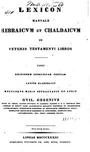 Lexicon manuale Hebraicum et Chaldaicum in Veteris Testamenti libros