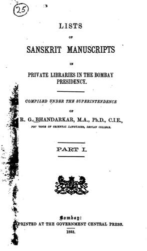 Lists of Sanskrit manuscripts in private libraries in the Bombay presidency