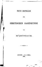 Neue Beiträge zur semitischen Sagenkunde