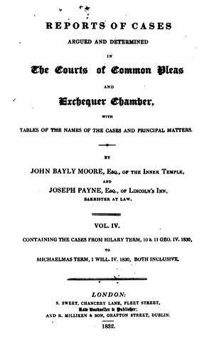 Reports of cases argued and determined in the courts of Common Pleas and Exchequer Chamber
