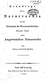 Grundlage des Naturrechts nach Principien der Wissenschaftslehre