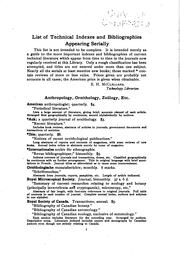 Technical indexes and bibliographies appearing serially