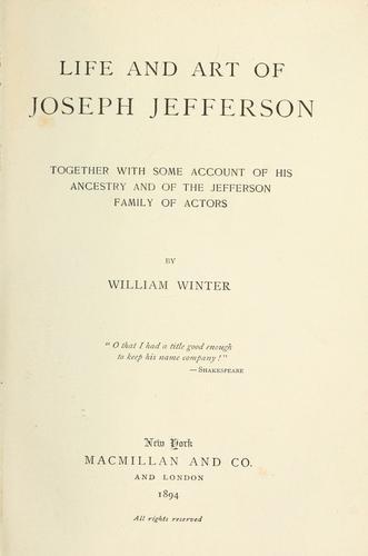 Life and art of Joseph Jefferson