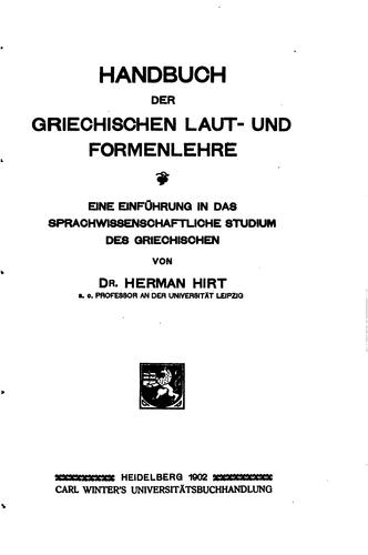 Handbuch der griechischen Laut- und Formenlehre