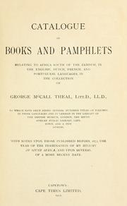 Catalogue of books and pamphlets relating to Africa south of the Zambesi