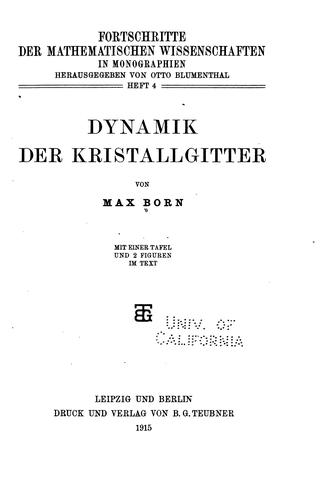 Dynamik der kristallgitter