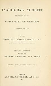 Inaugural address delivered to the University of Glasgow Nov. 19, 1873