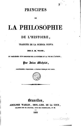 Principes de la philosophie de l'histoire