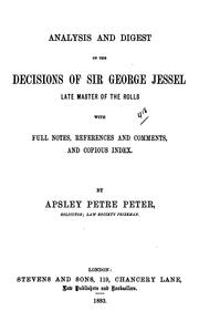 Analysis and digest of the decisions of Sir George Jessel