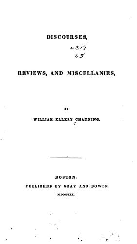 Discourses, reviews, and miscellanies