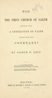 Did the First church of Salem originally have a confession of faith distinct from their covenant?