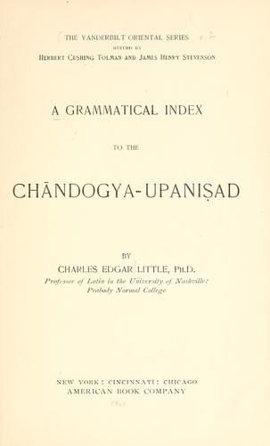 A grammatical index to the Chāndogya-upanisad